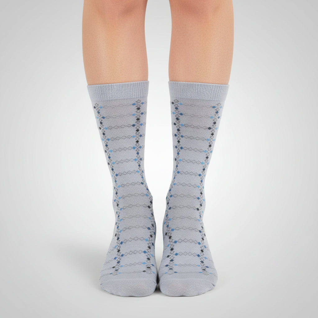 Geometric Pattern Combed Cotton Socks