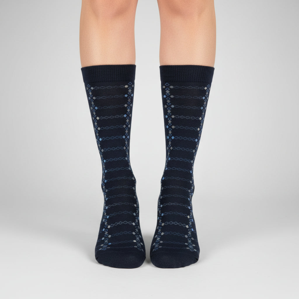 Geometric Pattern Combed Cotton Socks