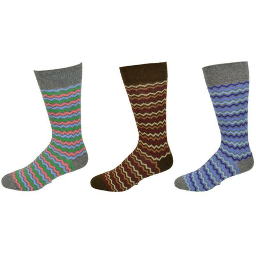 Ocean Wave Pattern Cotton Socks - 3 Pack
