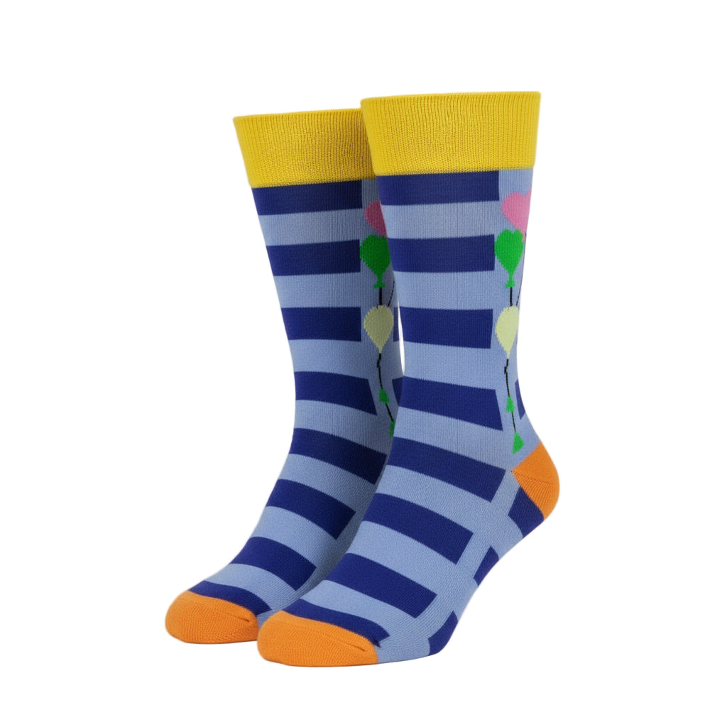 Heart Balloons and Stripes Crew Socks