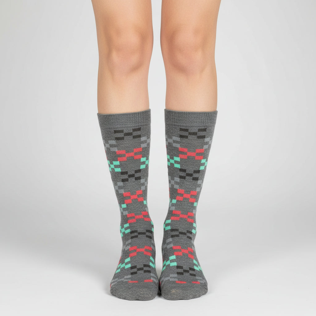 Geometric Pattern Cotton Crew Socks