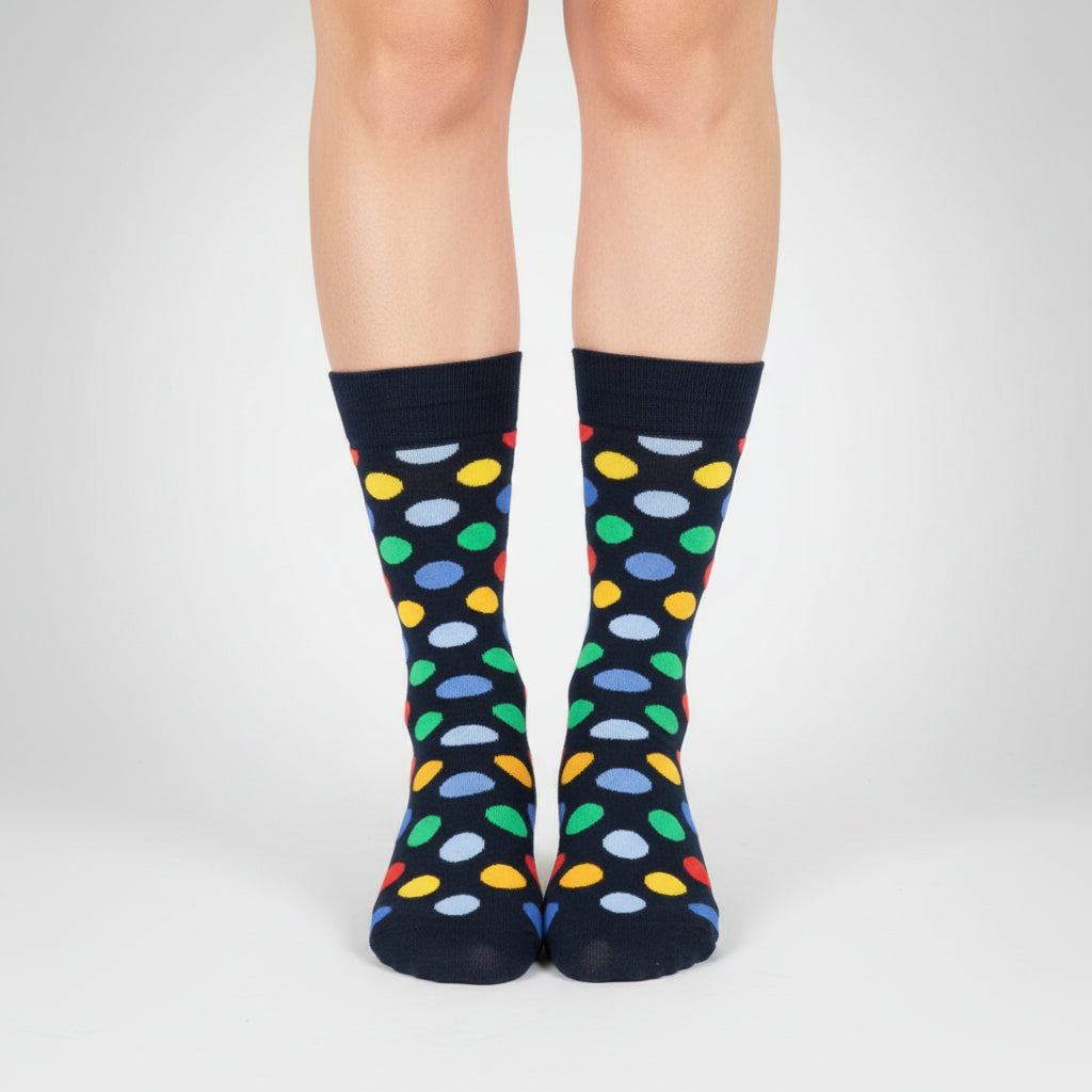 Polka Dot Pattern Combed Crew Socks