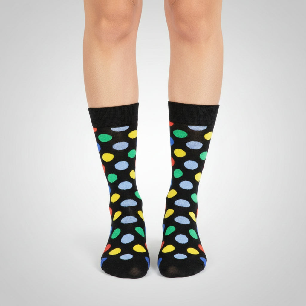 Polka Dot Pattern Combed Crew Socks