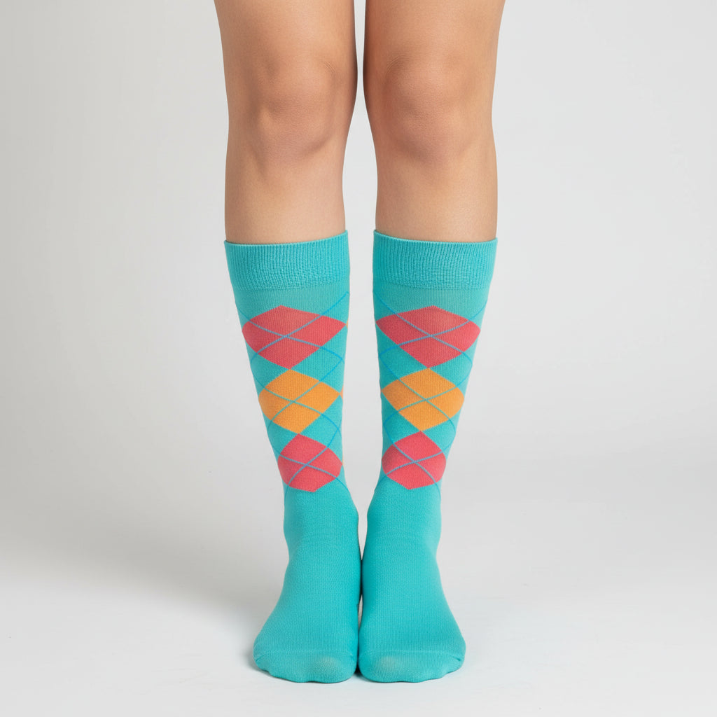 Argyle Pattern Cotton Crew Socks