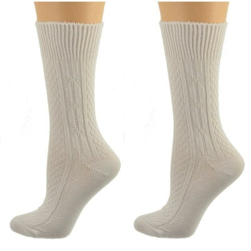 Classic Cable Knit Pattern Crew Socks - 2 Pack