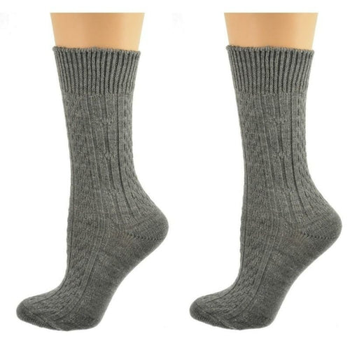 Classic Cable Knit Pattern Crew Socks - 2 Pack