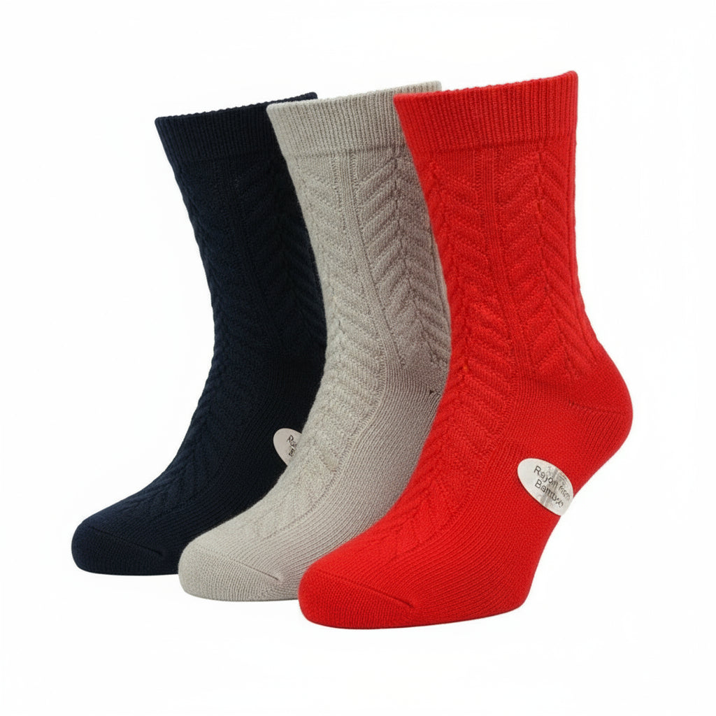 3 Pairs Chevron Pattern Crew Socks