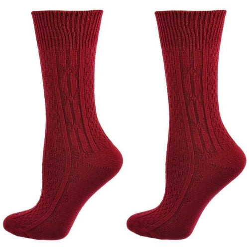 Classic Cable Knit Pattern Crew Socks - 2 Pack