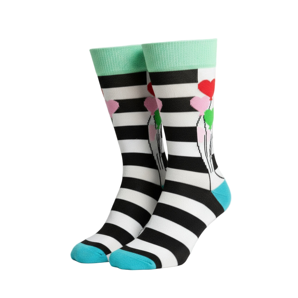 Heart Balloons and Stripes Crew Socks