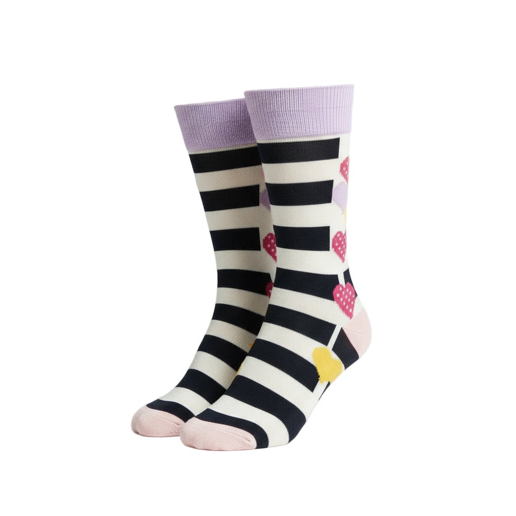 Heart Balloons and Stripes Crew Socks