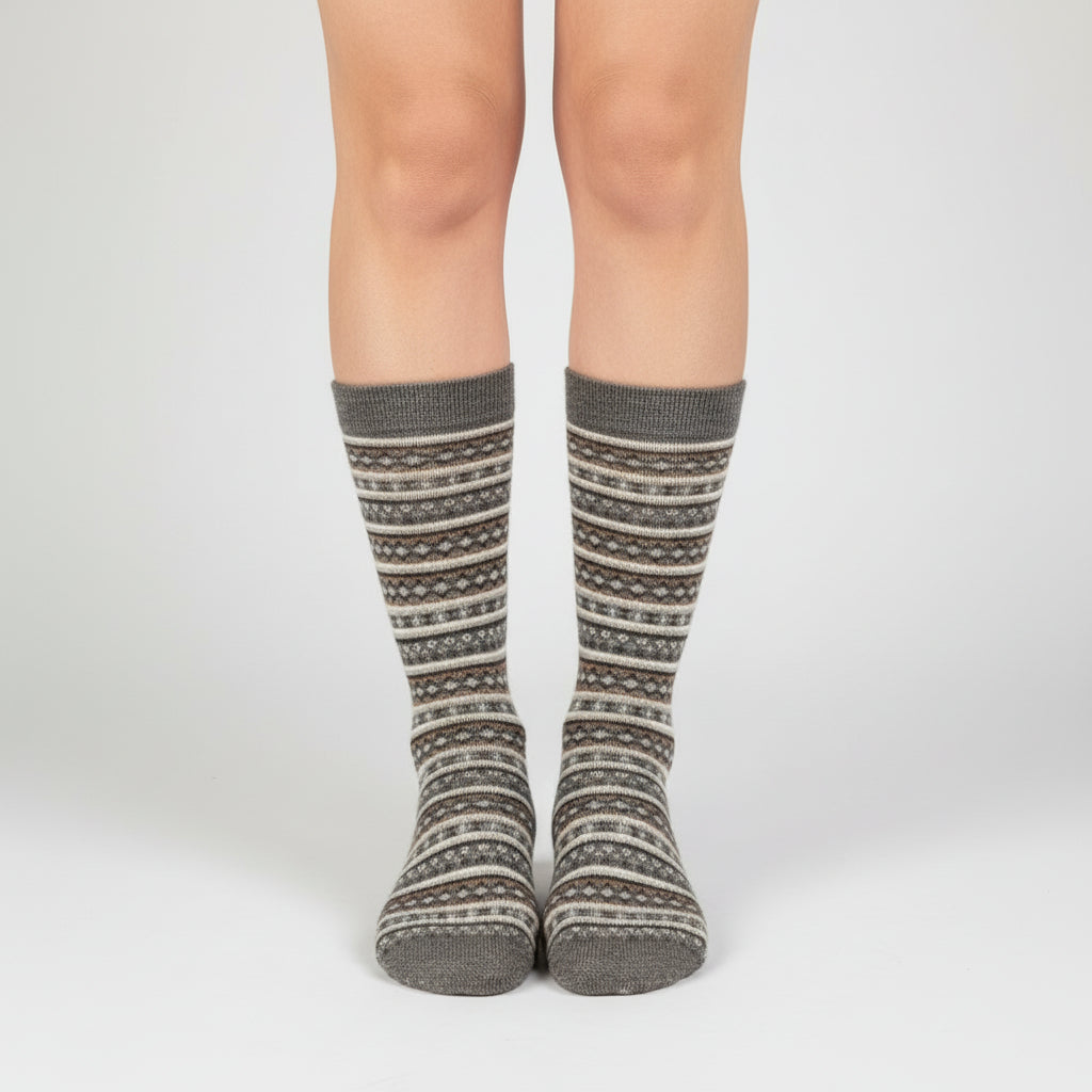 Flower Pattern Mid Calf Socks  - 2 Pack