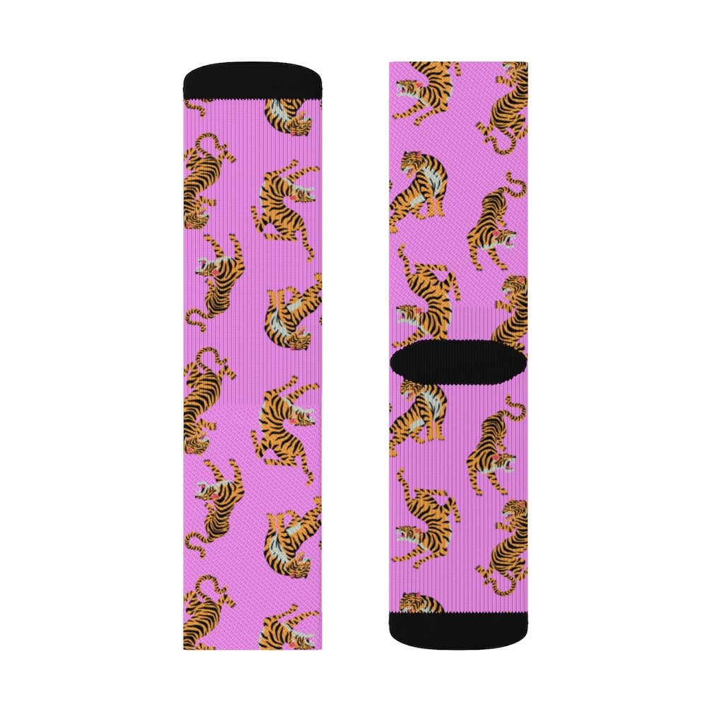 Tiger Pattern Design Novelty Crew Socks