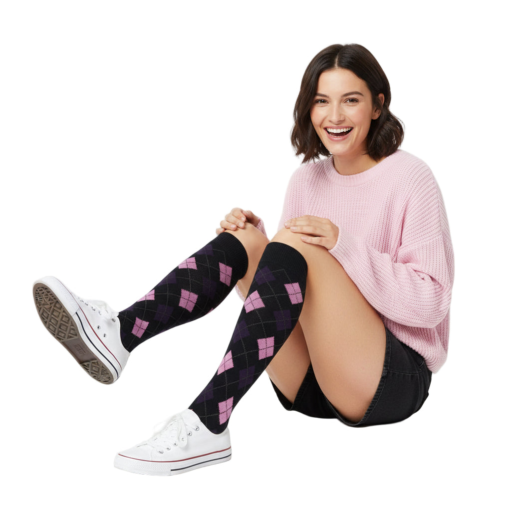 Women's Classy Argyle Knee High Socks