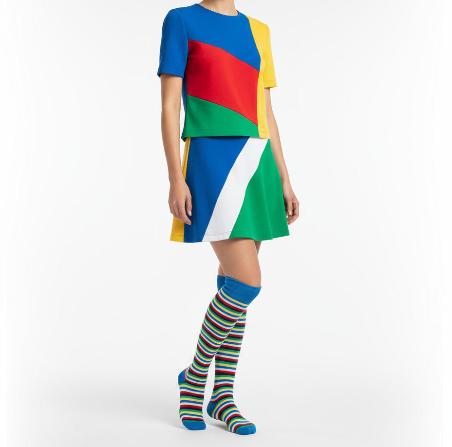 Cobalt Stripe Knee High Socks