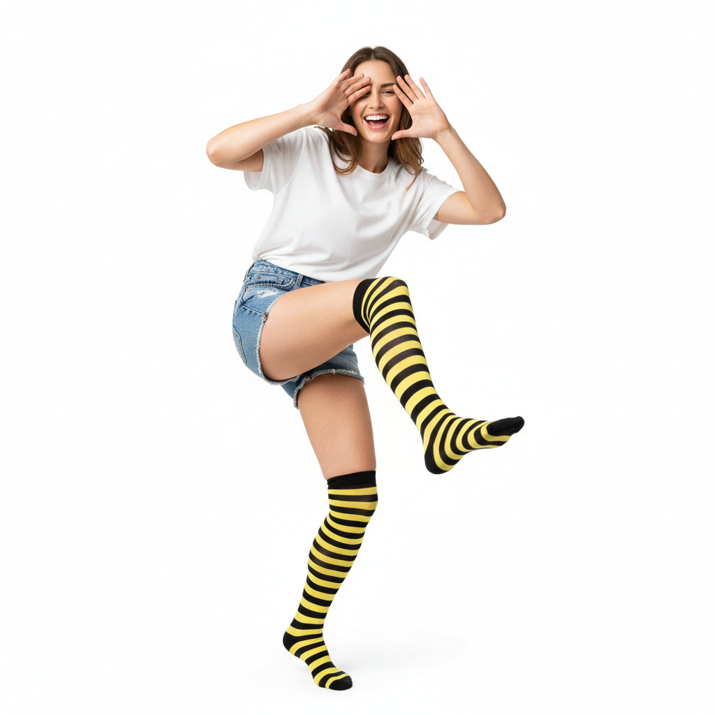Women's Bumblebee Stripe Knee High Socks