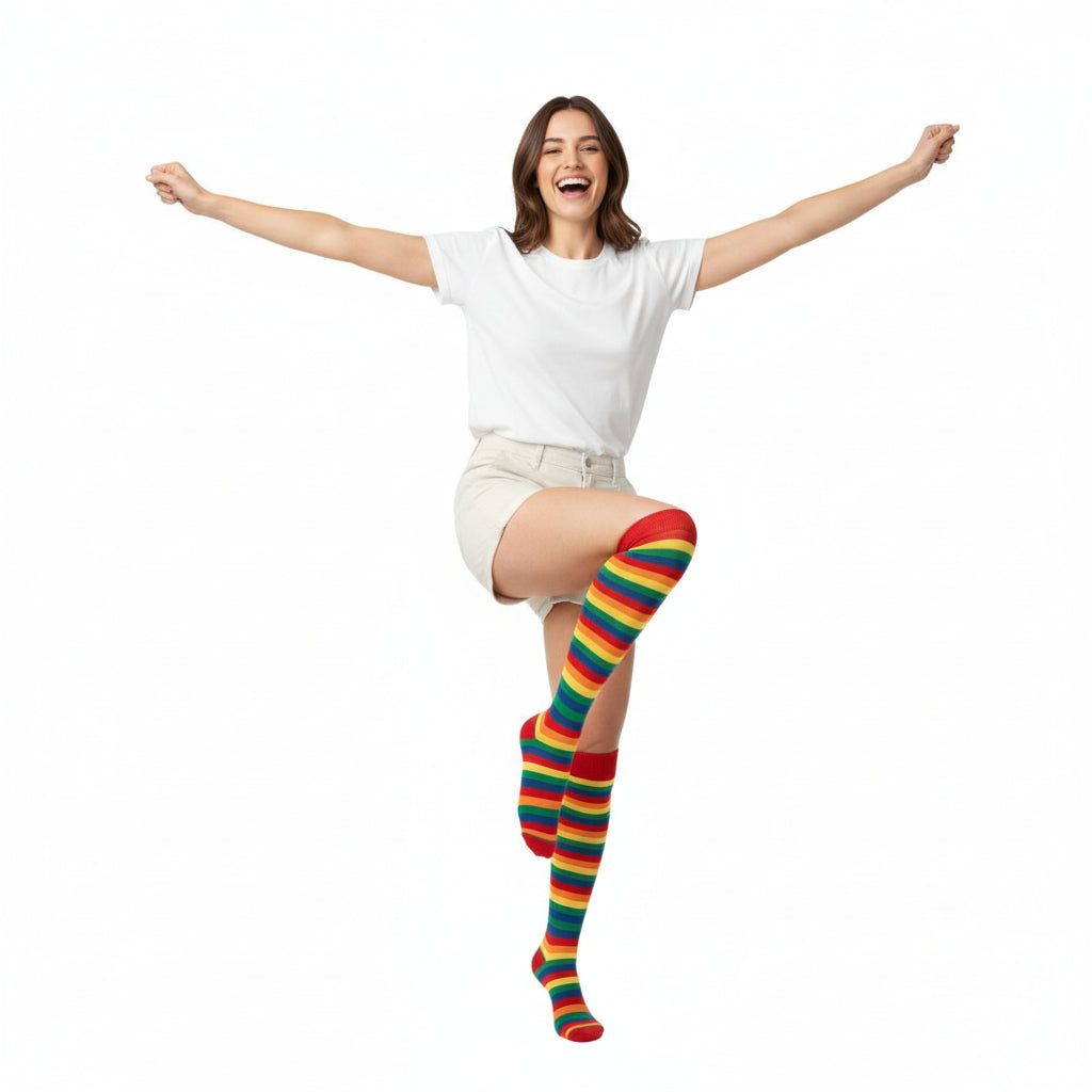 Women's Rainbow Stripe Knee High Socks