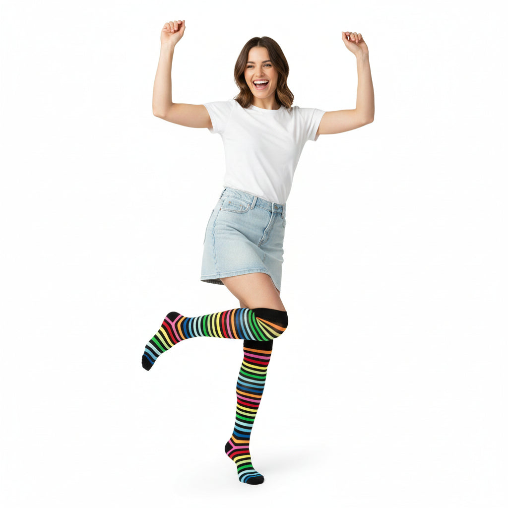Women's Splashy Stripe Knee High Socks
