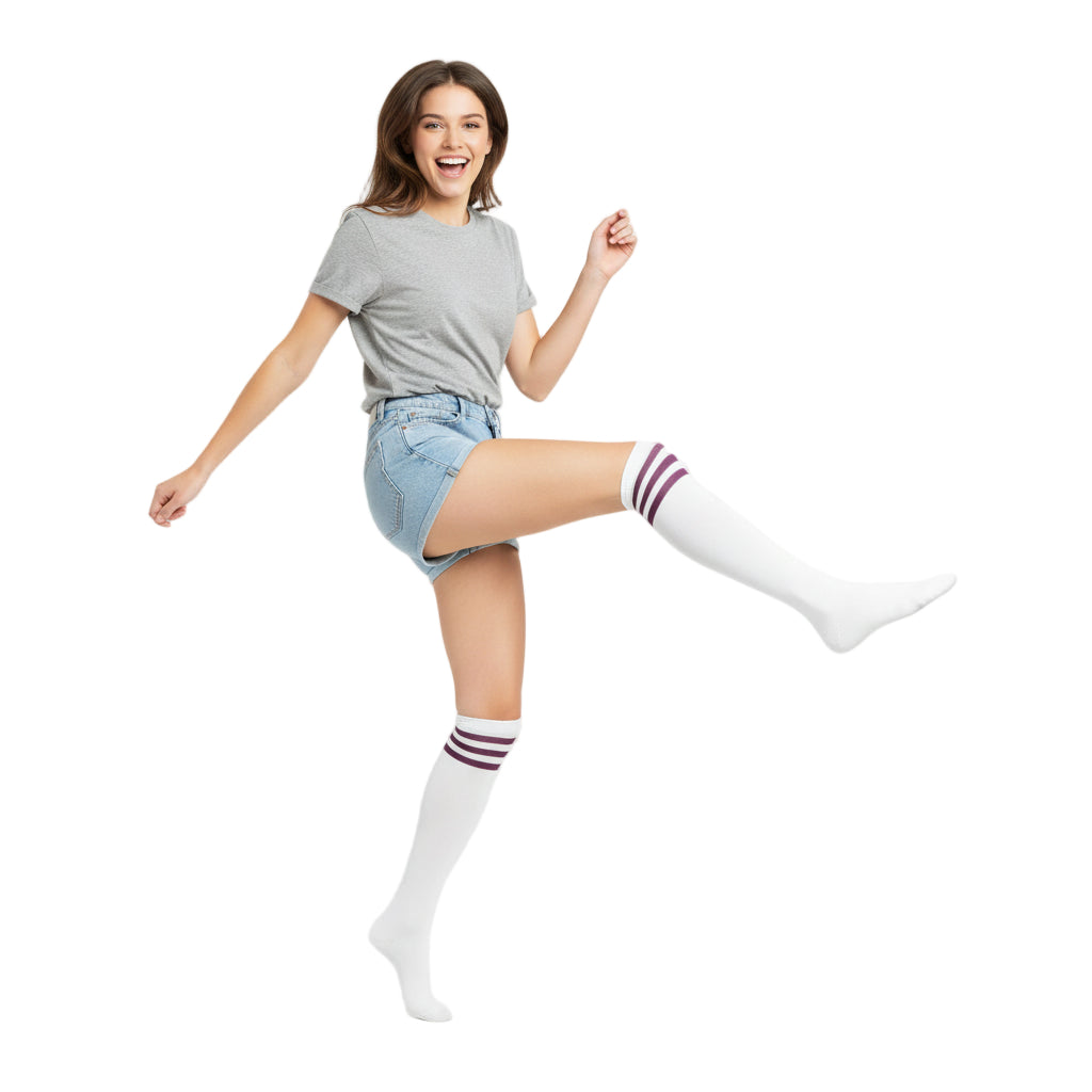 Women's Purple Stripe Knee High Socks