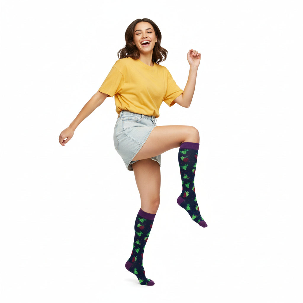 Women's Grape Design Knee High Socks