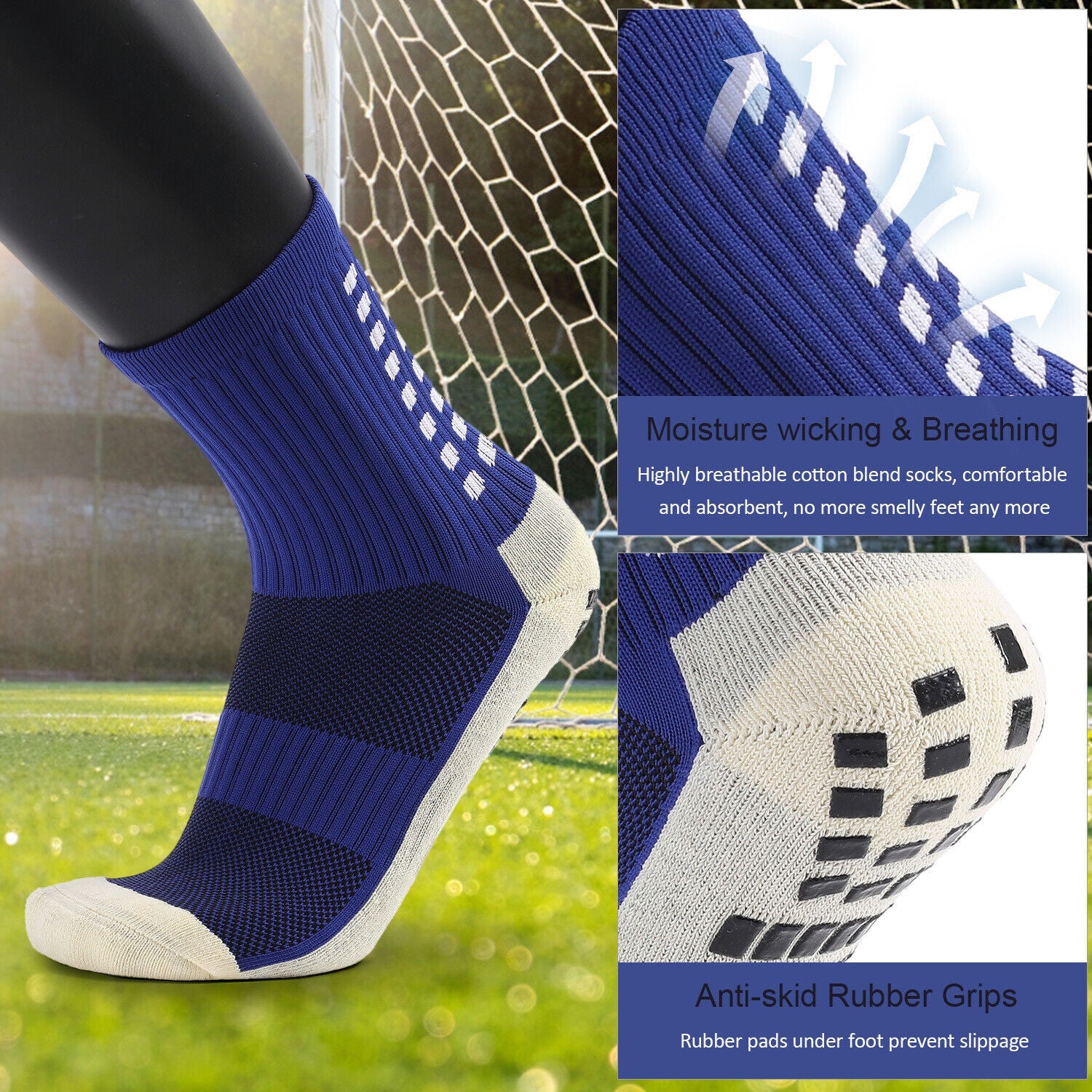 3-Pack Anti-Slip Sport Socks with Grip