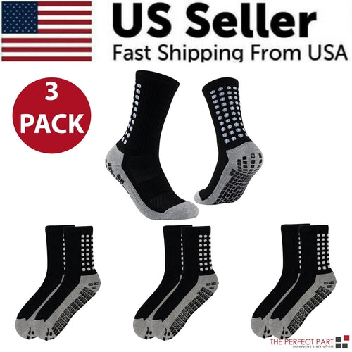 3-Pack Anti-Slip Sport Socks with Grip