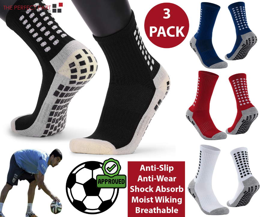 3-Pack Anti-Slip Sport Socks with Grip