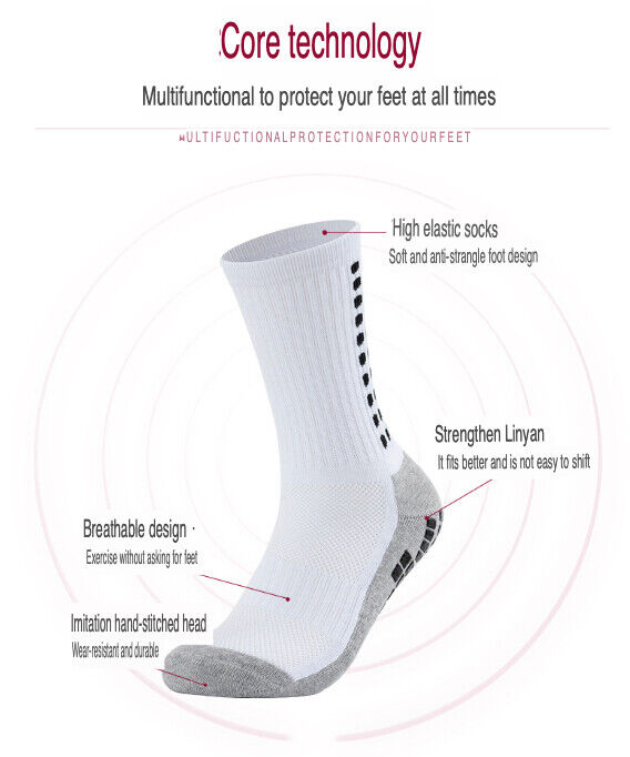3-Pack Anti-Slip Sport Socks with Grip