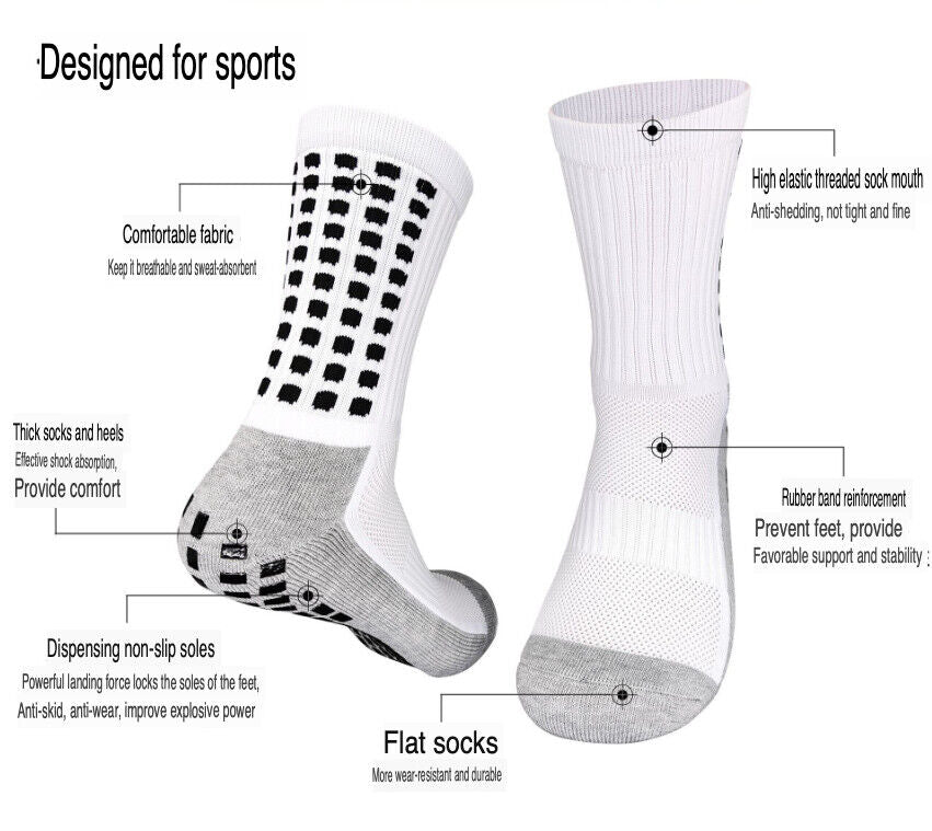 3-Pack Anti-Slip Sport Socks with Grip