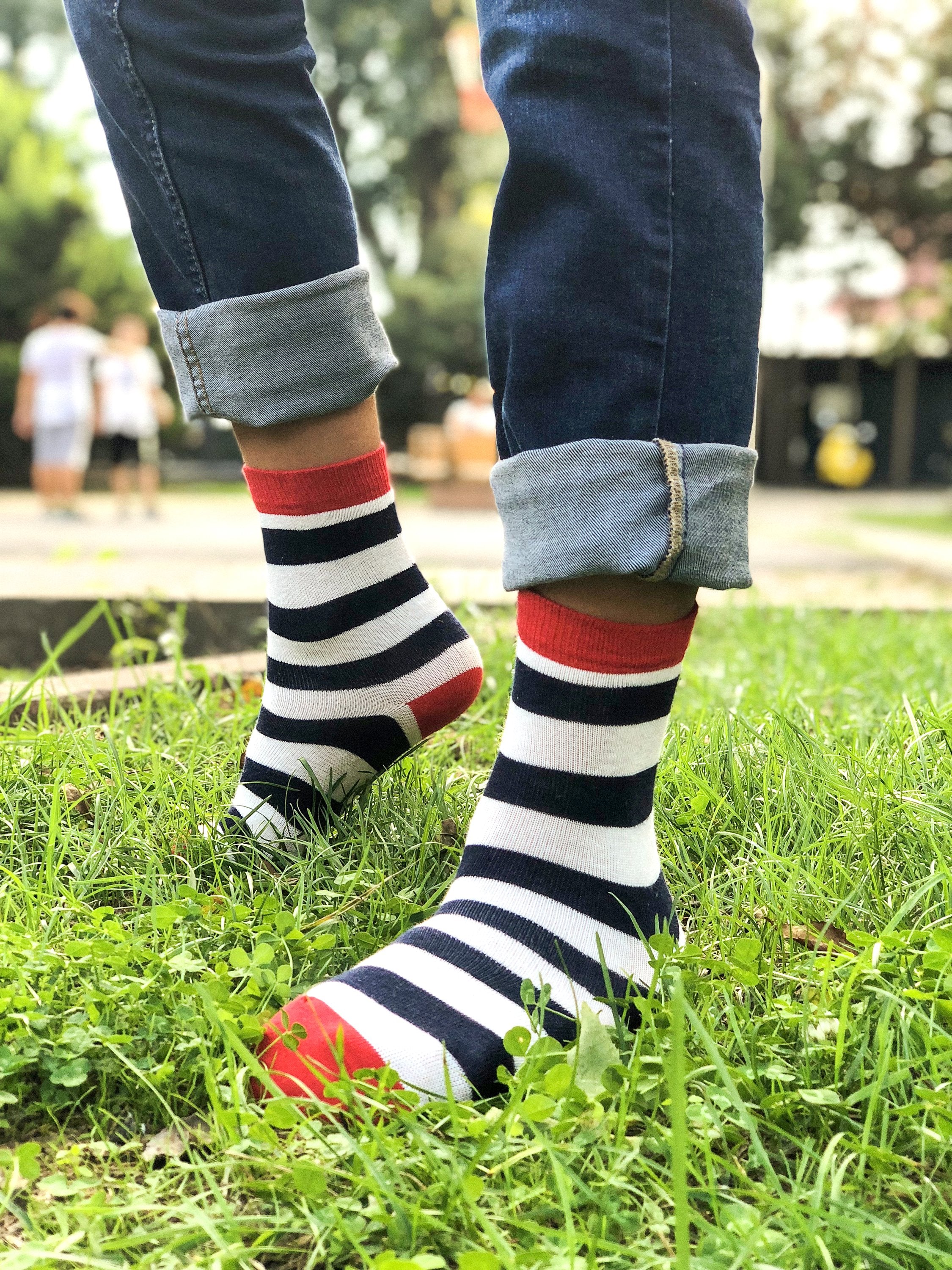 Kids Navy-White Stripes Socks