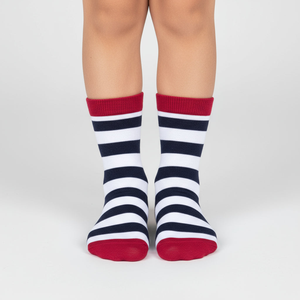 Kids Navy-White Stripes Socks