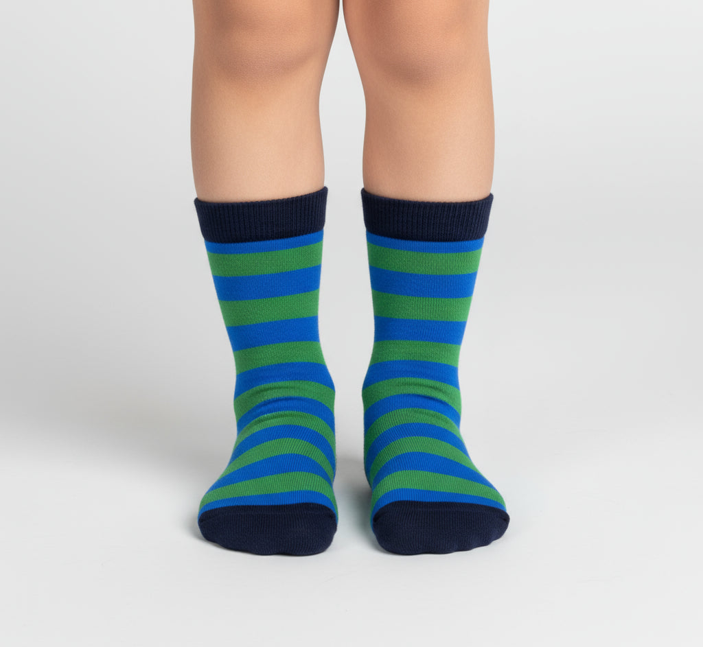 Kids Blue Grass Stripe Socks