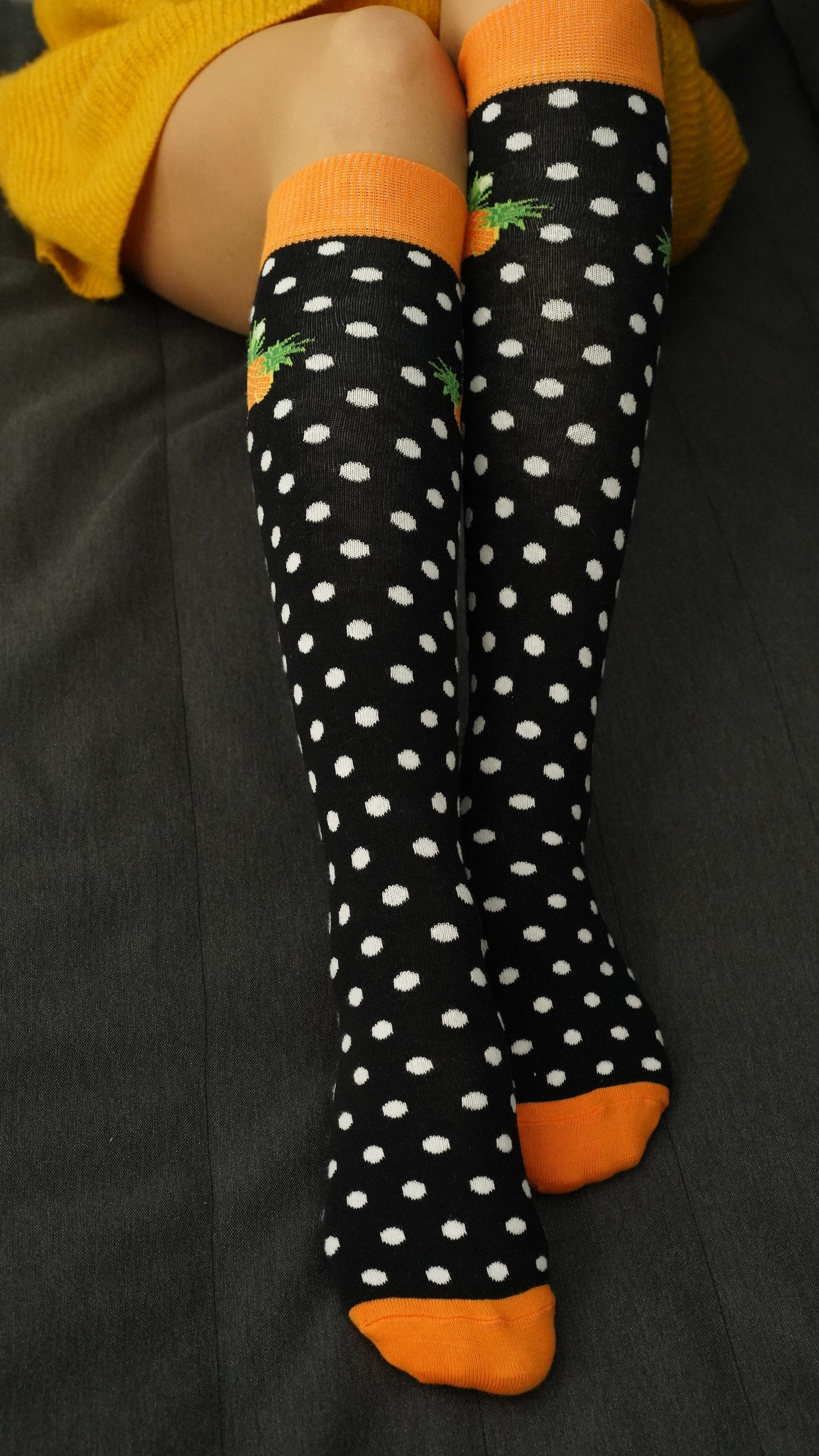 Pineapple Dot Knee High Socks