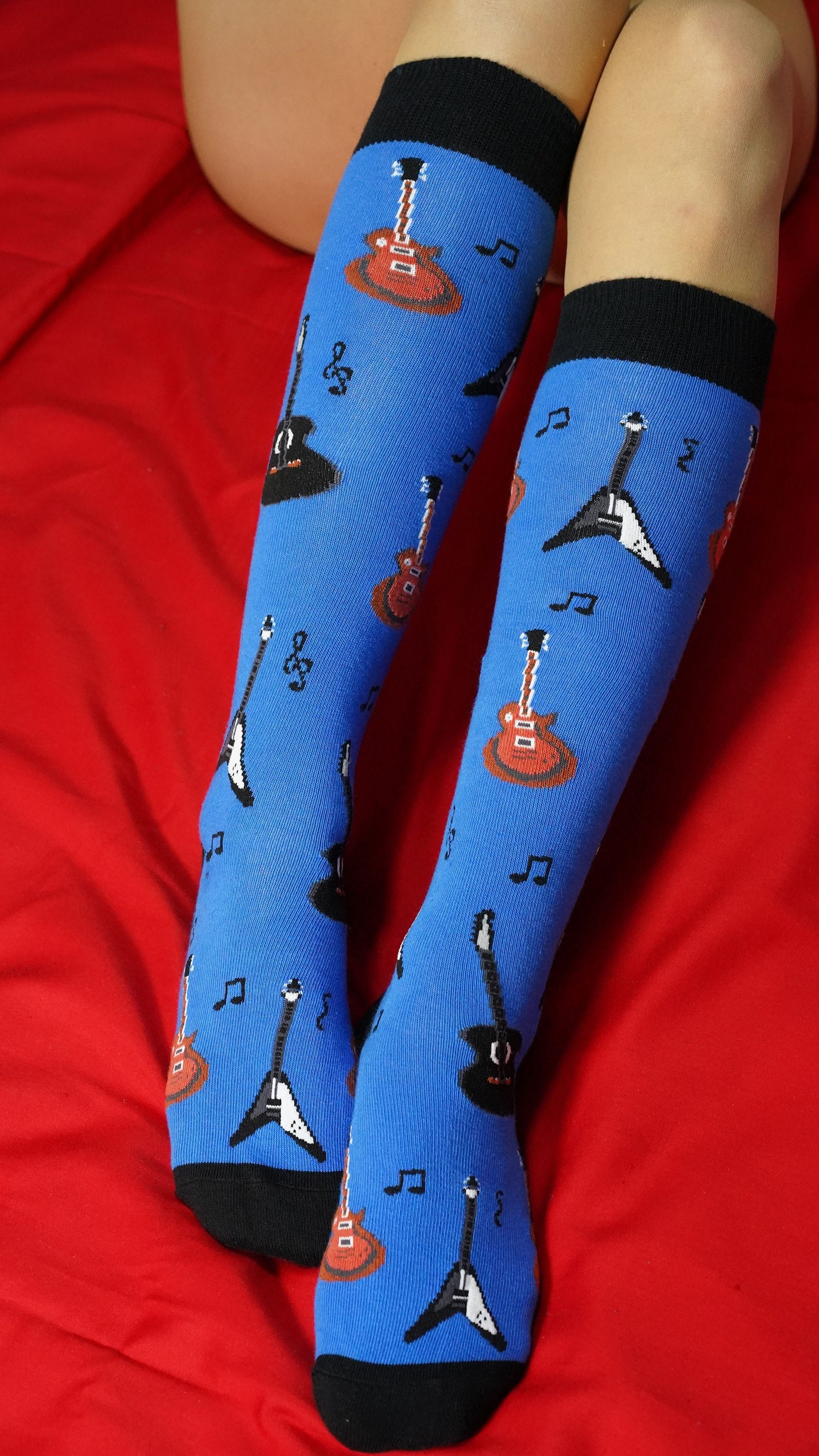 Guitar Design Knee High Socks
