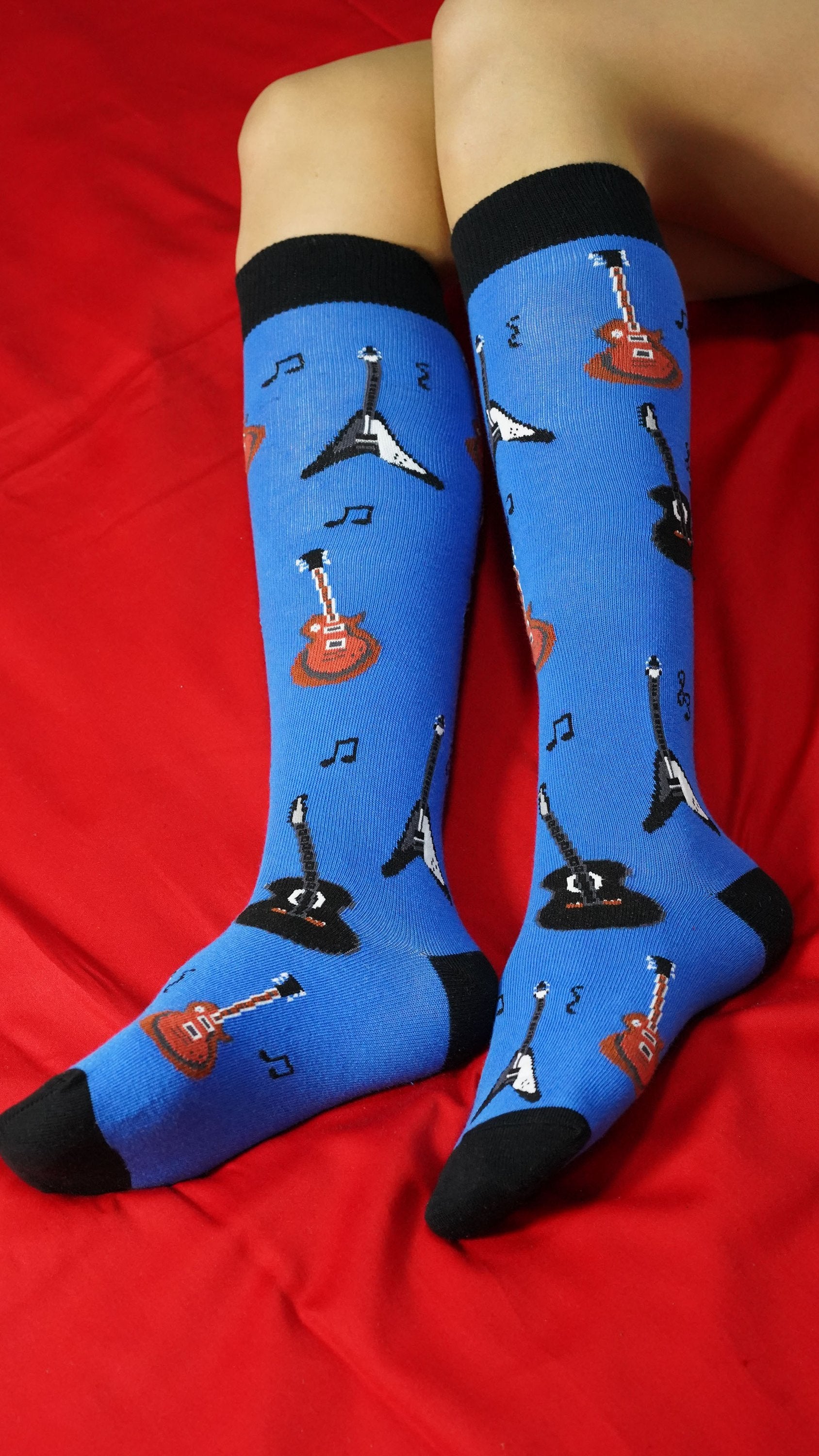 Guitar Design Knee High Socks