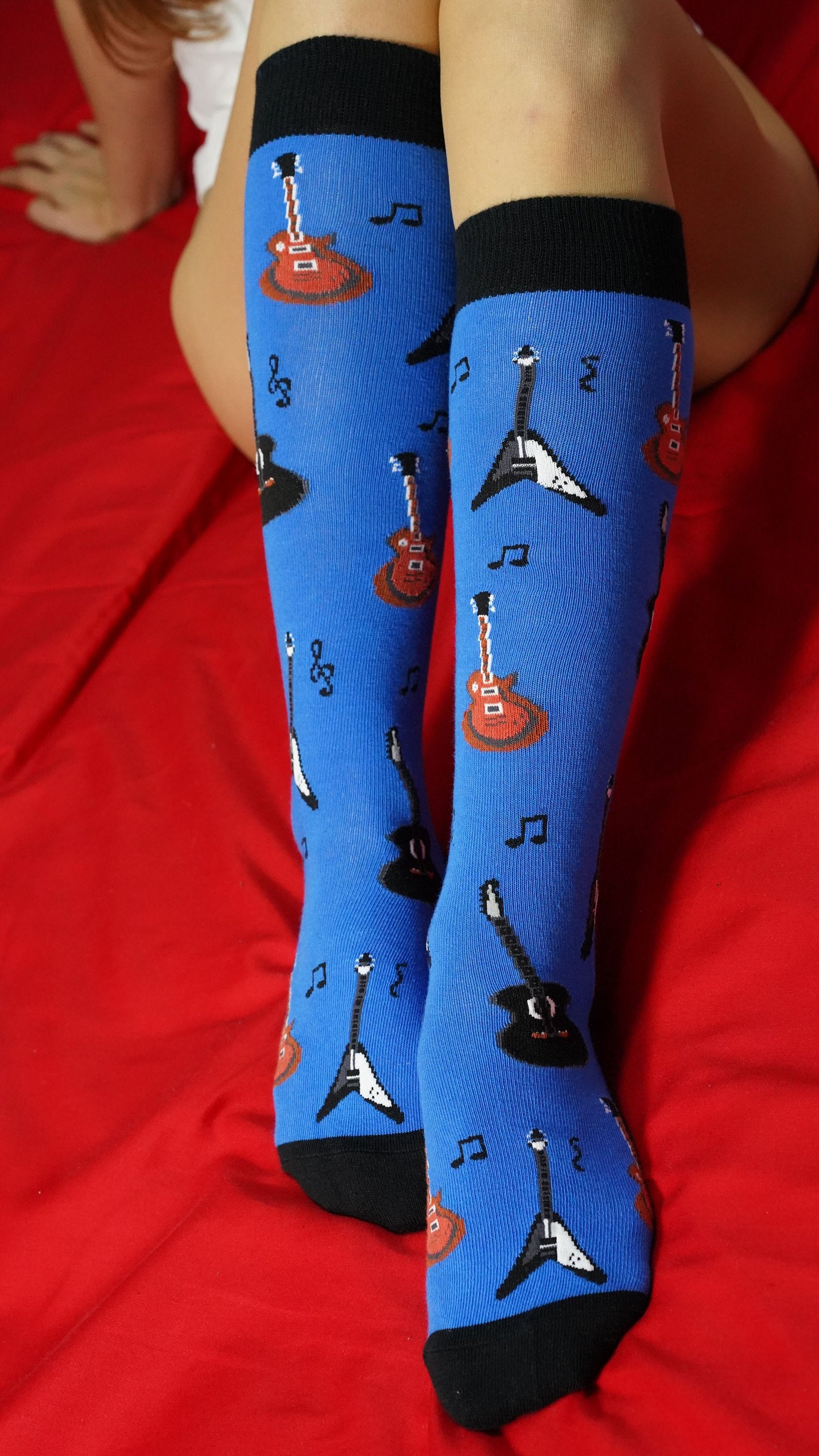 Guitar Design Knee High Socks