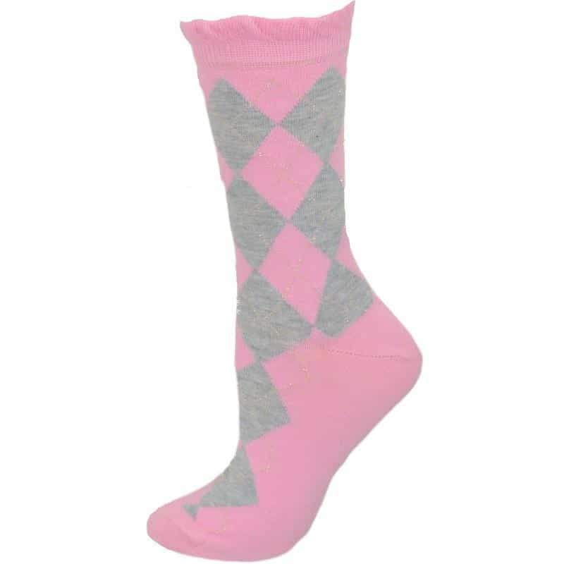 Sparkly Cotton Argyle Crew Socks - 2  Pack
