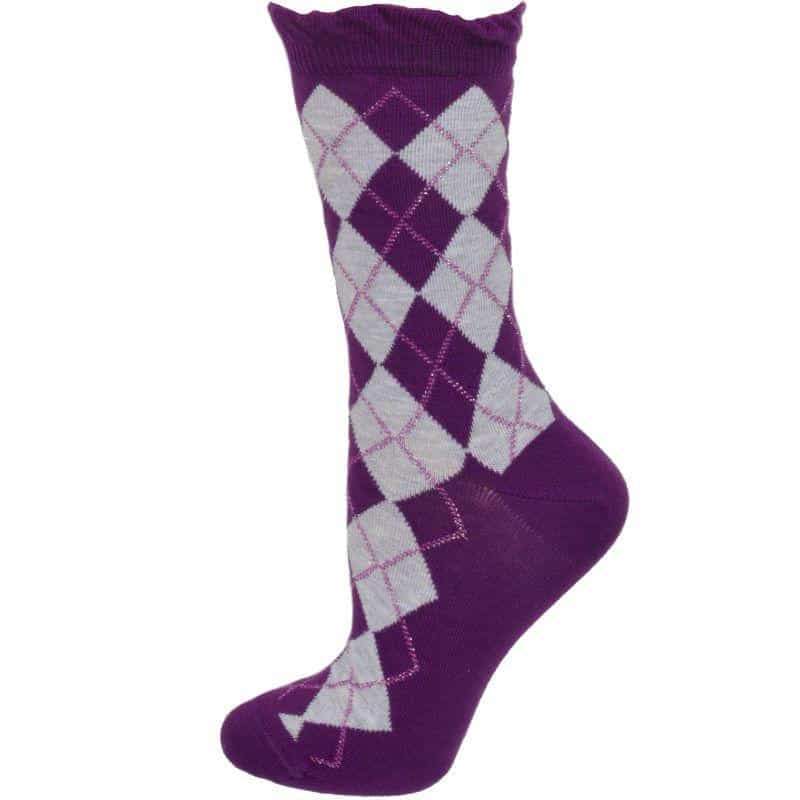 Sparkly Cotton Argyle Crew Socks - 2  Pack