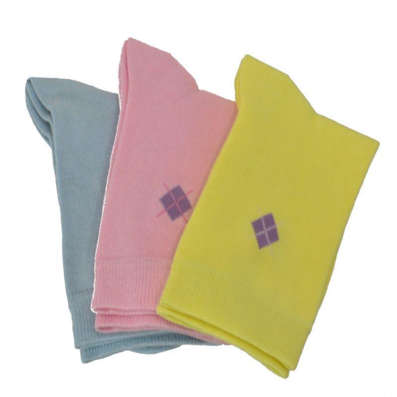 Argyle Pattern Bamboo Crew Socks - 3 Pack