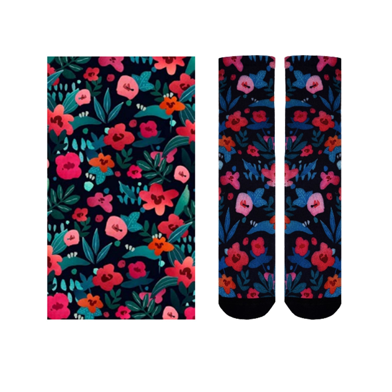 Unisex Flower Patch Pattern Knee High Socks