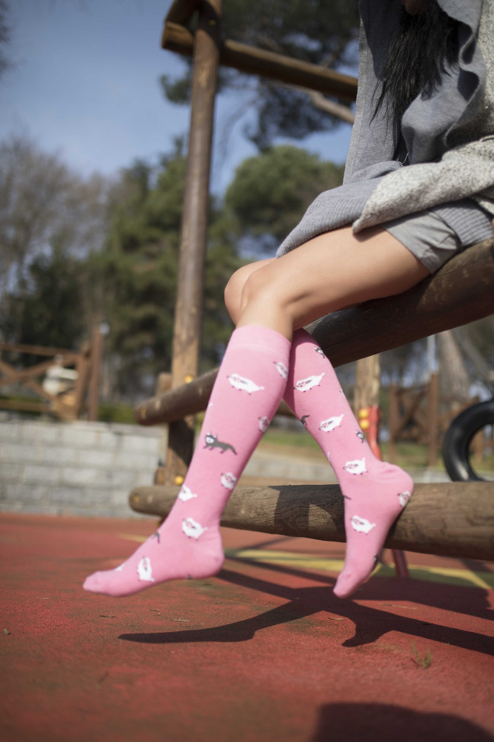 Lamb Design Knee High Socks
