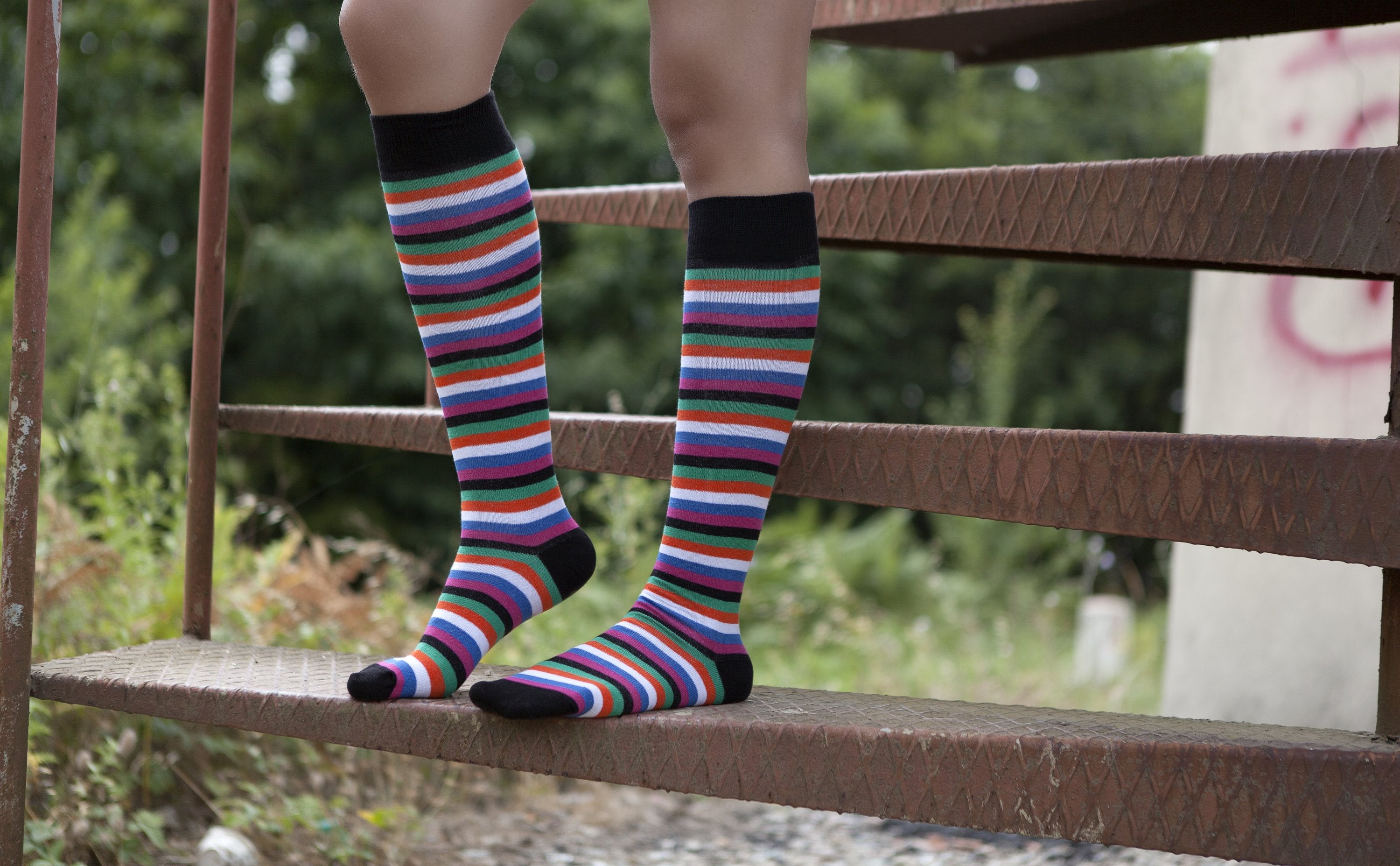 Blackish Stripe Knee High Socks