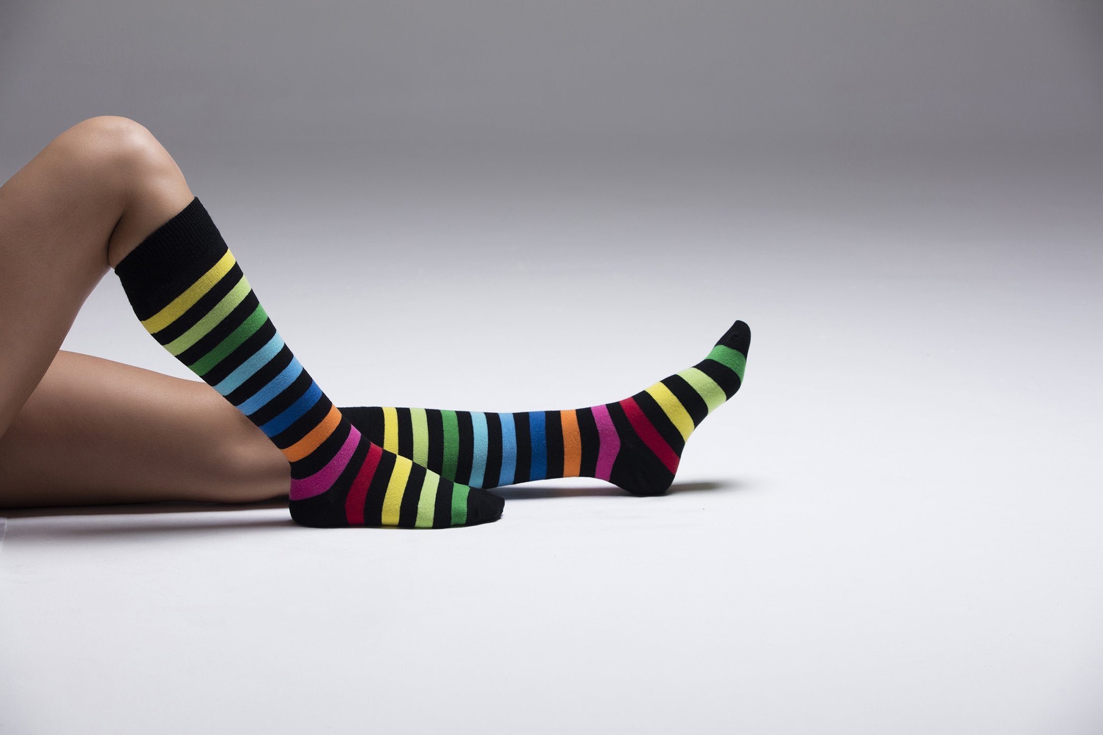 Rainbow Multistripe Knee High Socks