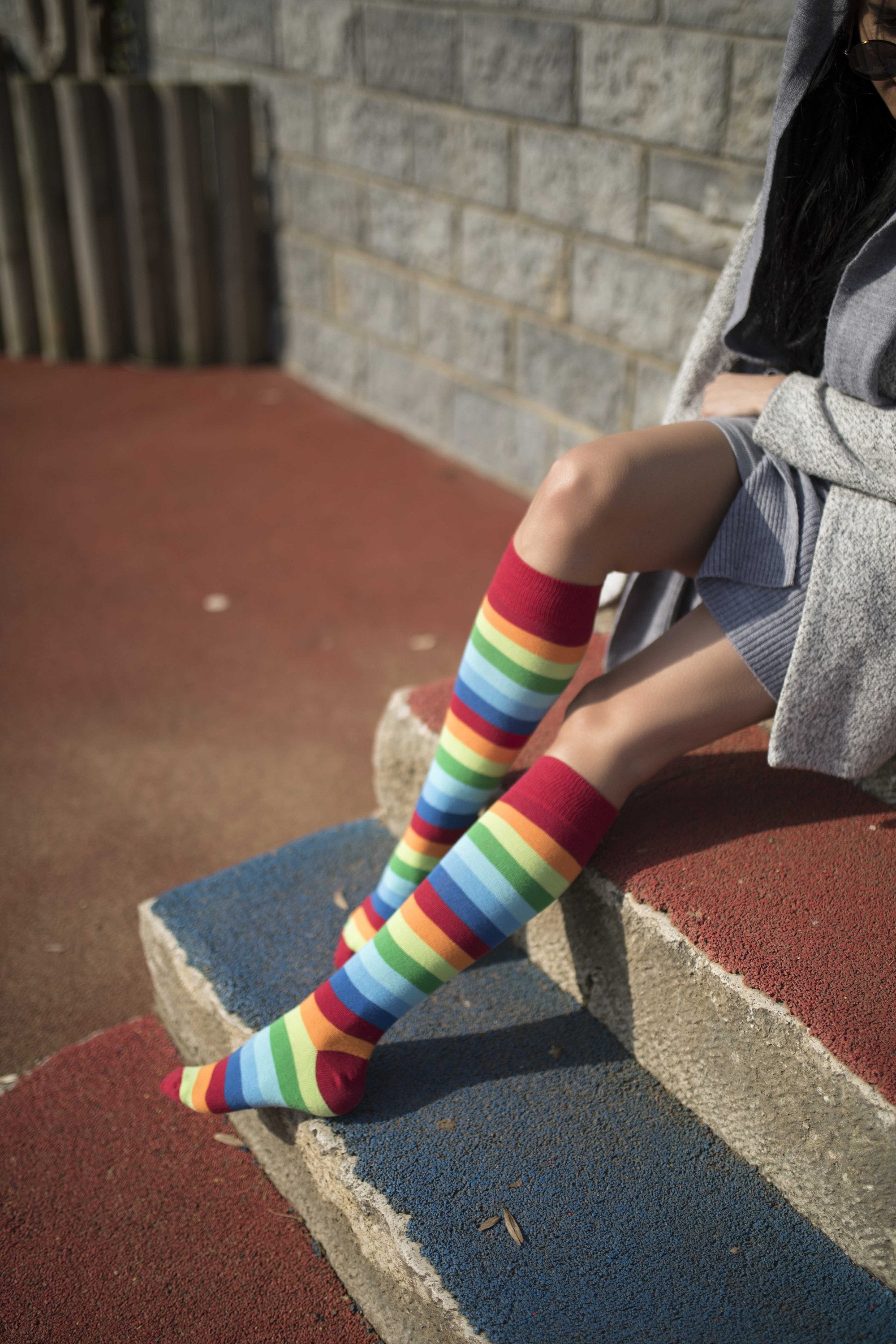 Rainbow Stripe Knee High Socks