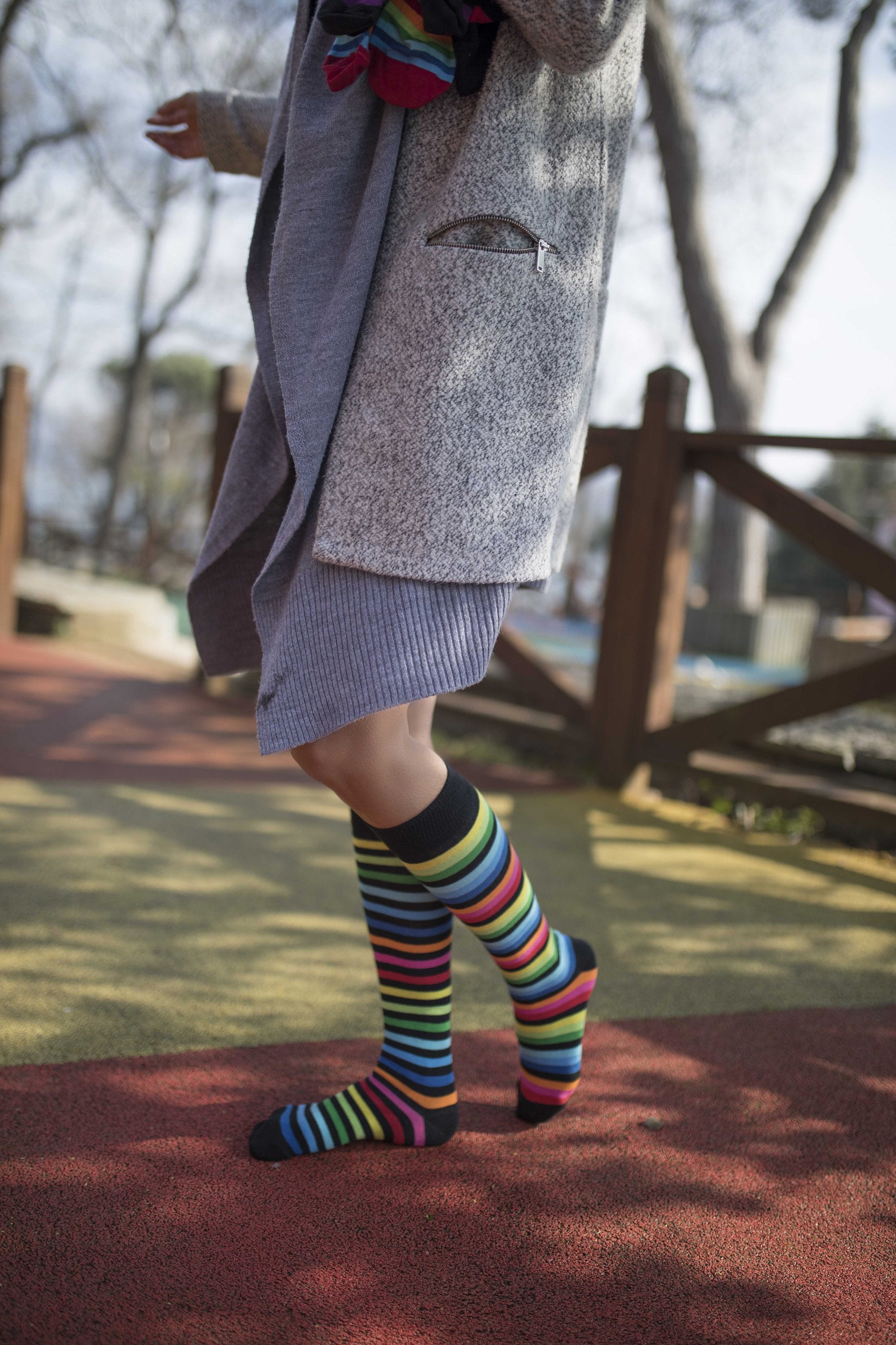 Splashy Stripe Knee High Socks