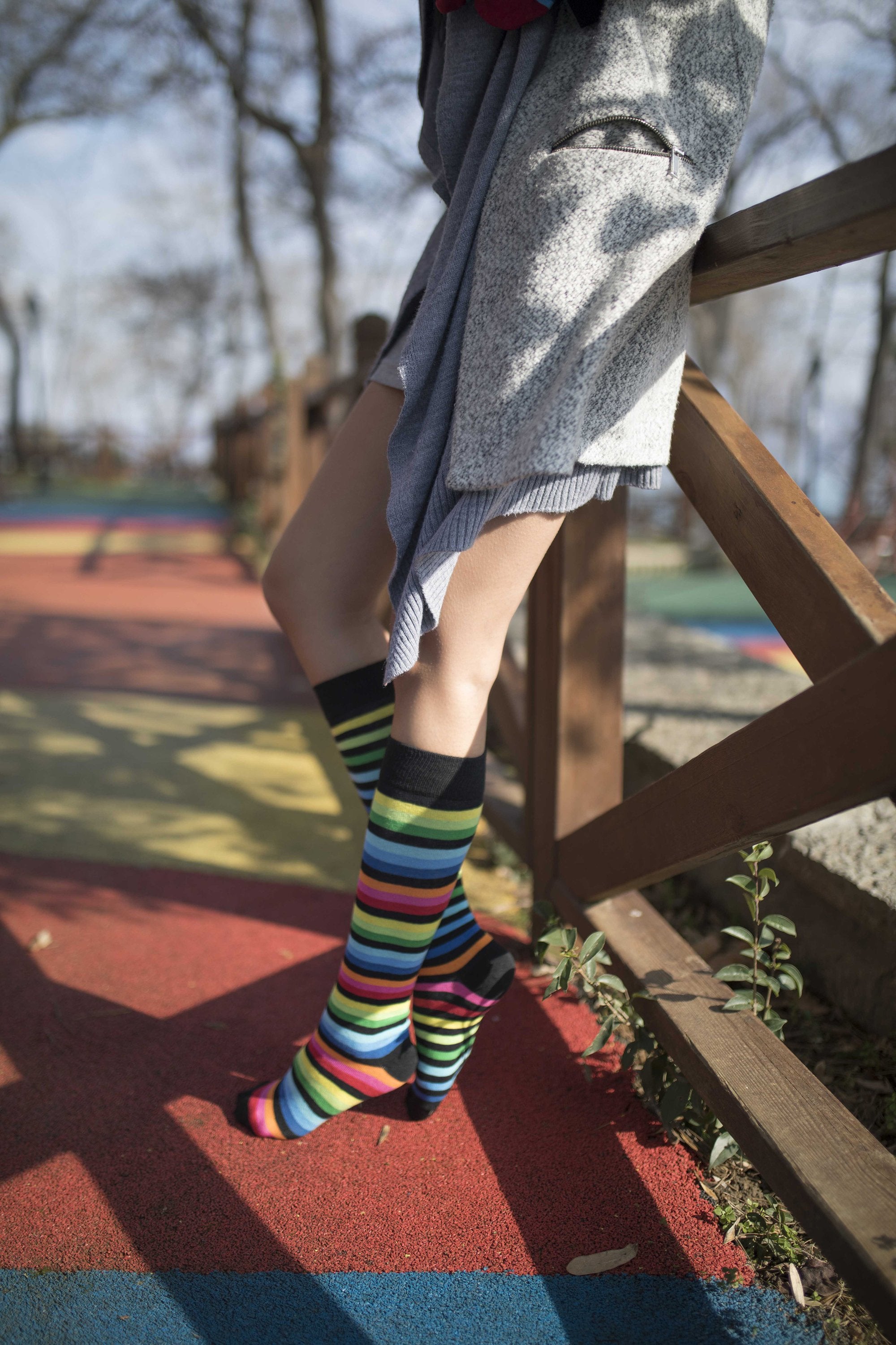 Splashy Stripe Knee High Socks