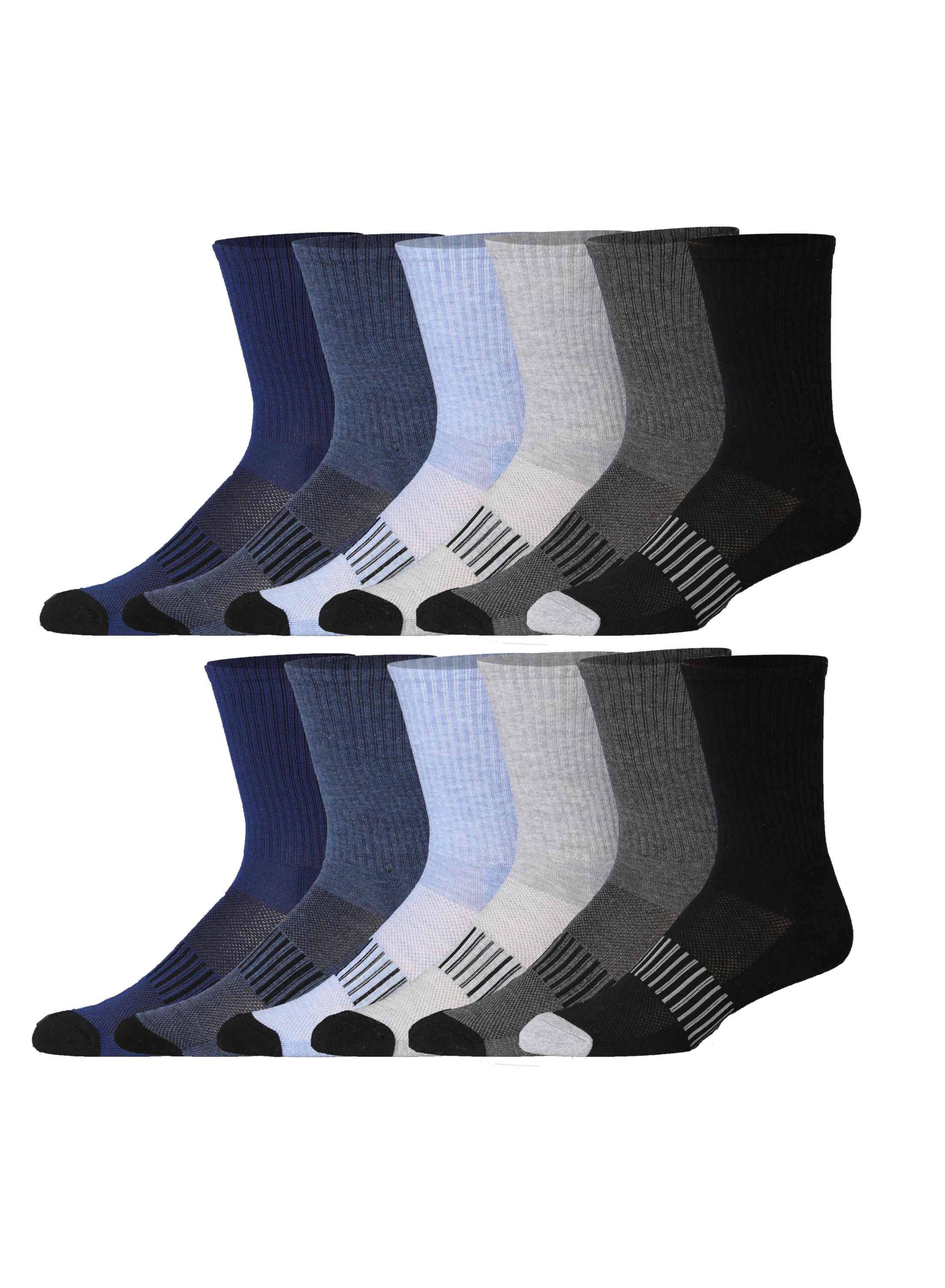 Men's Running Crew Socks - 12 Pairs