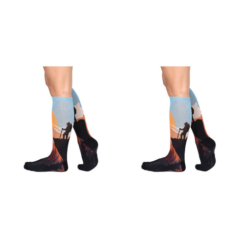 Sunset Stroll Pattern Knee High Socks