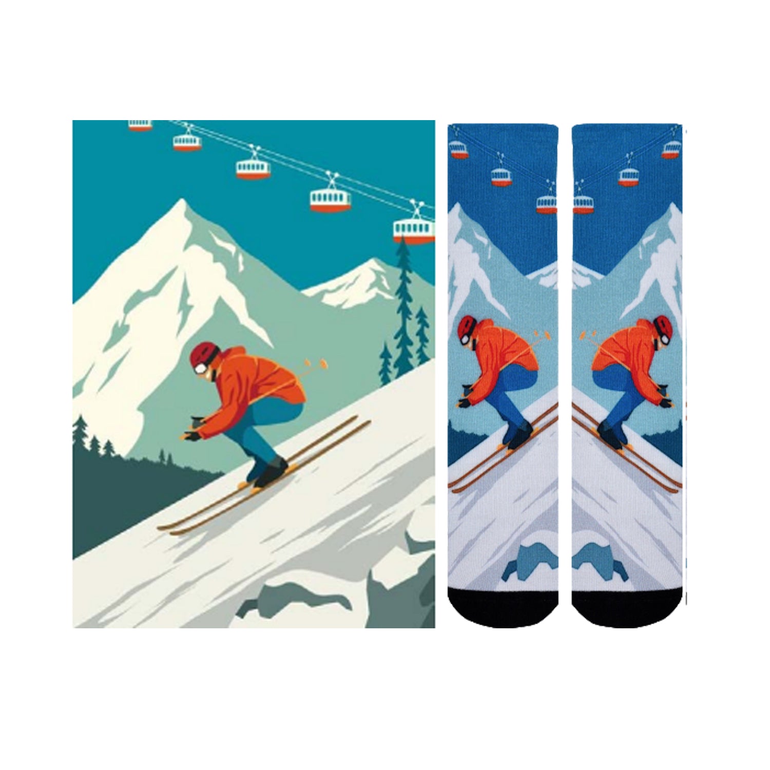 Steep Slopes Pattern Knee High Socks