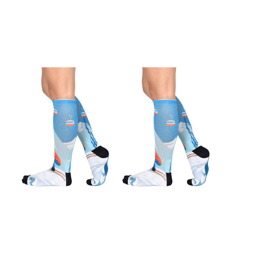 Steep Slopes Pattern Knee High Socks