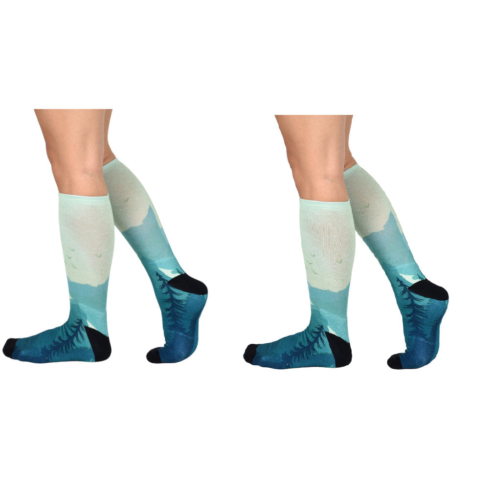 Unisex Evergreen Pattern Knee High Socks